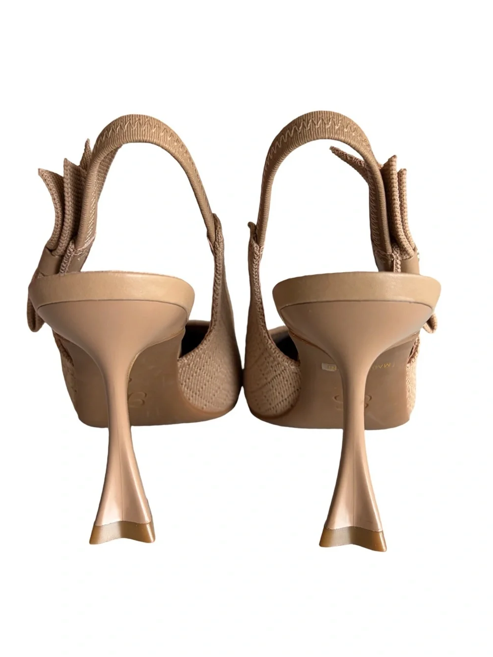 Cosy Island EverLush Bowknot Pointed Toe Heeled Slingback Nude Size 6